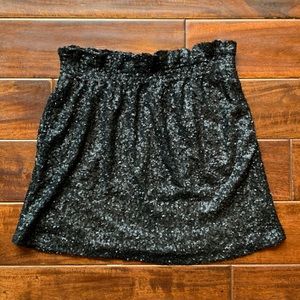 NEW YEARS EVE 🥂Joe Fresh XS Black Sequin Cinch Waist Mini Skirt Stretch Party